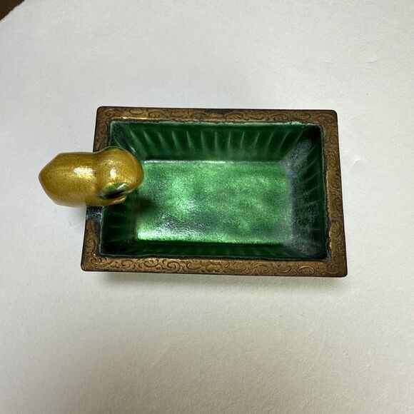 Antique Chinese Green Enamel & Figural‎ Animal Salt / Brush Wash Dish One Only